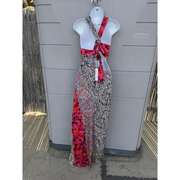 NWT For Love & Lemons Rita Cut Out Patchwork Maxi Dress Women’s Size S Festival - Picture 8 of 16